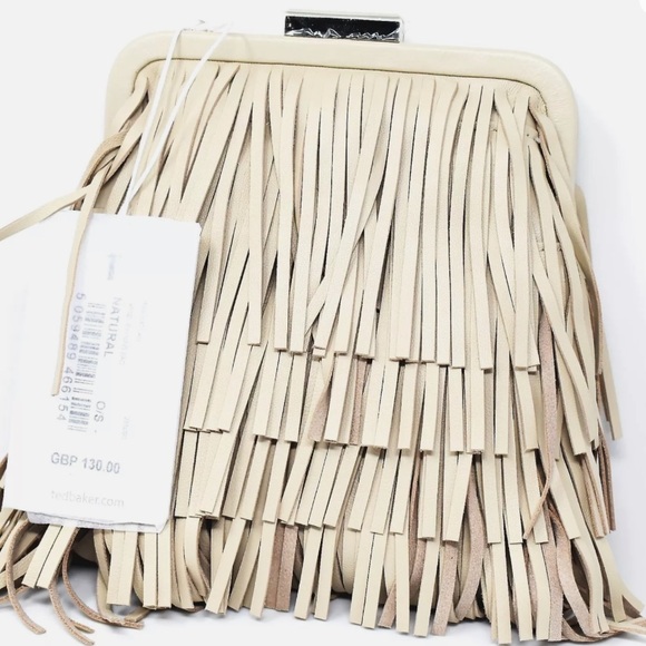 Ted Baker KATILAN Fring tassel evening bag Natural Colour - Picture 1 of 1